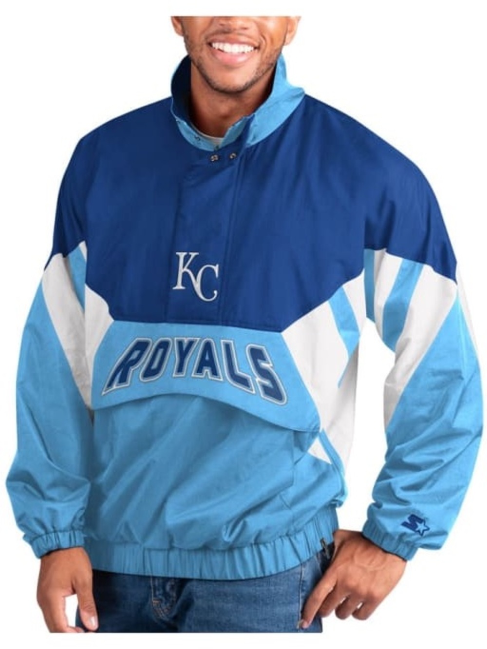 STARTER /// KANSAS CITY ROYALS - MENS BLUE POWER PLAY PULLOVER JACKET